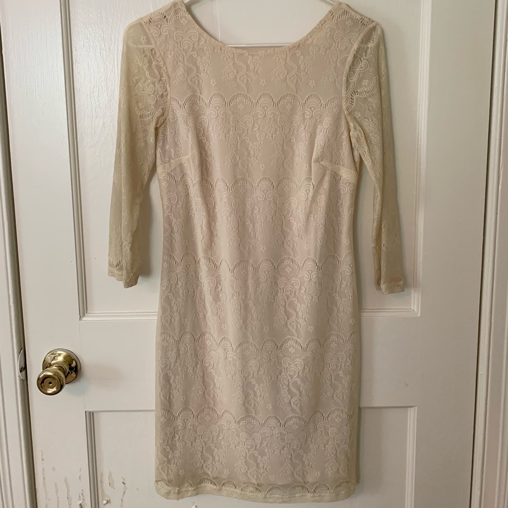 Urban Outfitters Scoop Back Lace Fitted Dress, size 0.